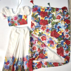 রেডি হাফ সিল্ক প্রিন্ট শাড়ি(Code 45)