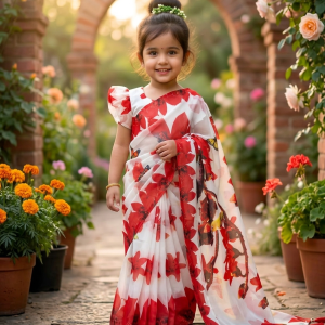 রেডি হাফ সিল্ক প্রিন্ট শাড়ি(Code 47)